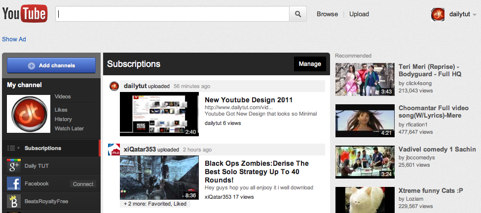 new youtube design