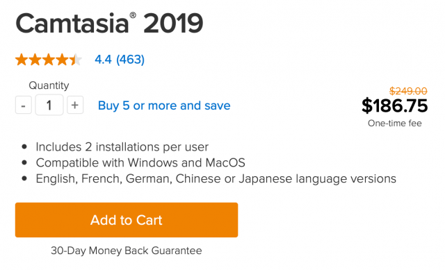 coupons for camtasia 2019 software