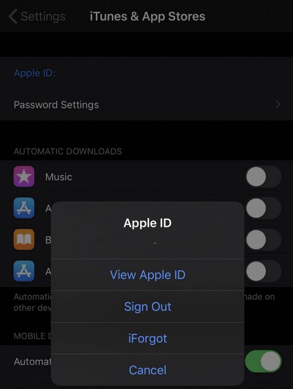 update apple id settings error iphone